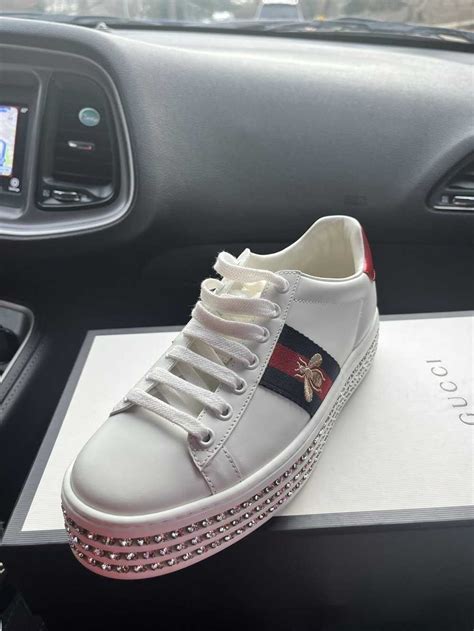 gucci crystal platform sneakers|Gucci platform wedges.